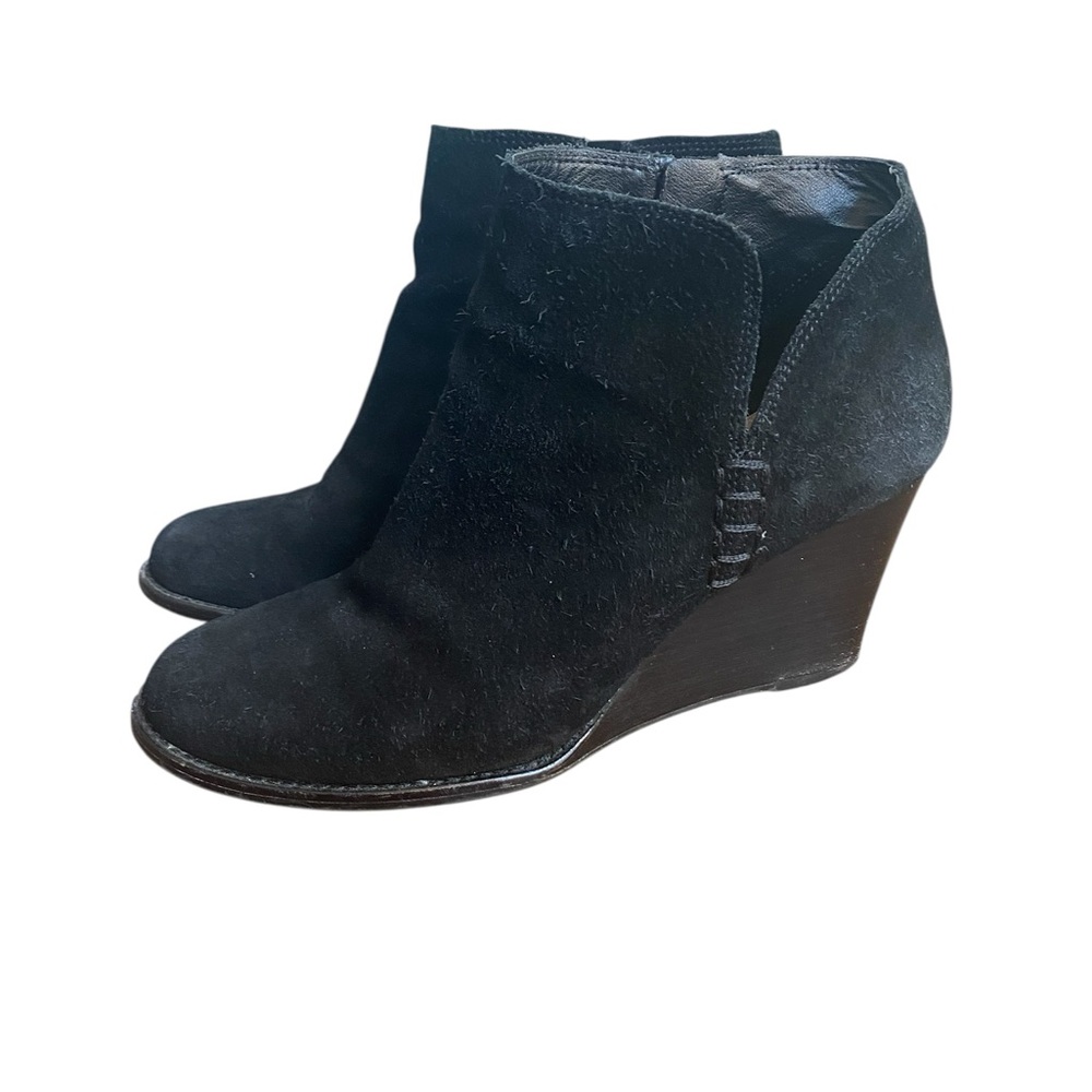 Lucky Brand Yimme Black Suede Wedge Booties